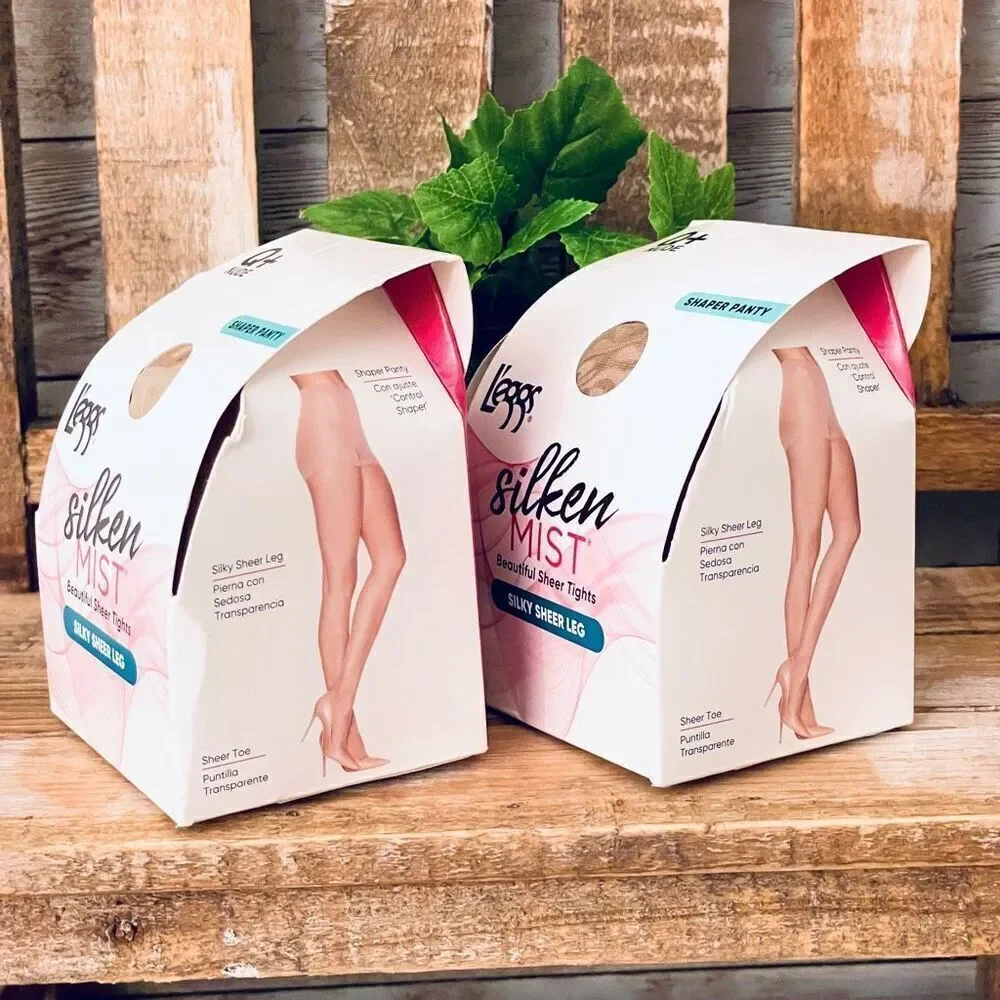 NWT 2 L'eggs NUDE Q+ Silken Mist Shaper Panty Silky Sheer Leg Pantyhose Tights